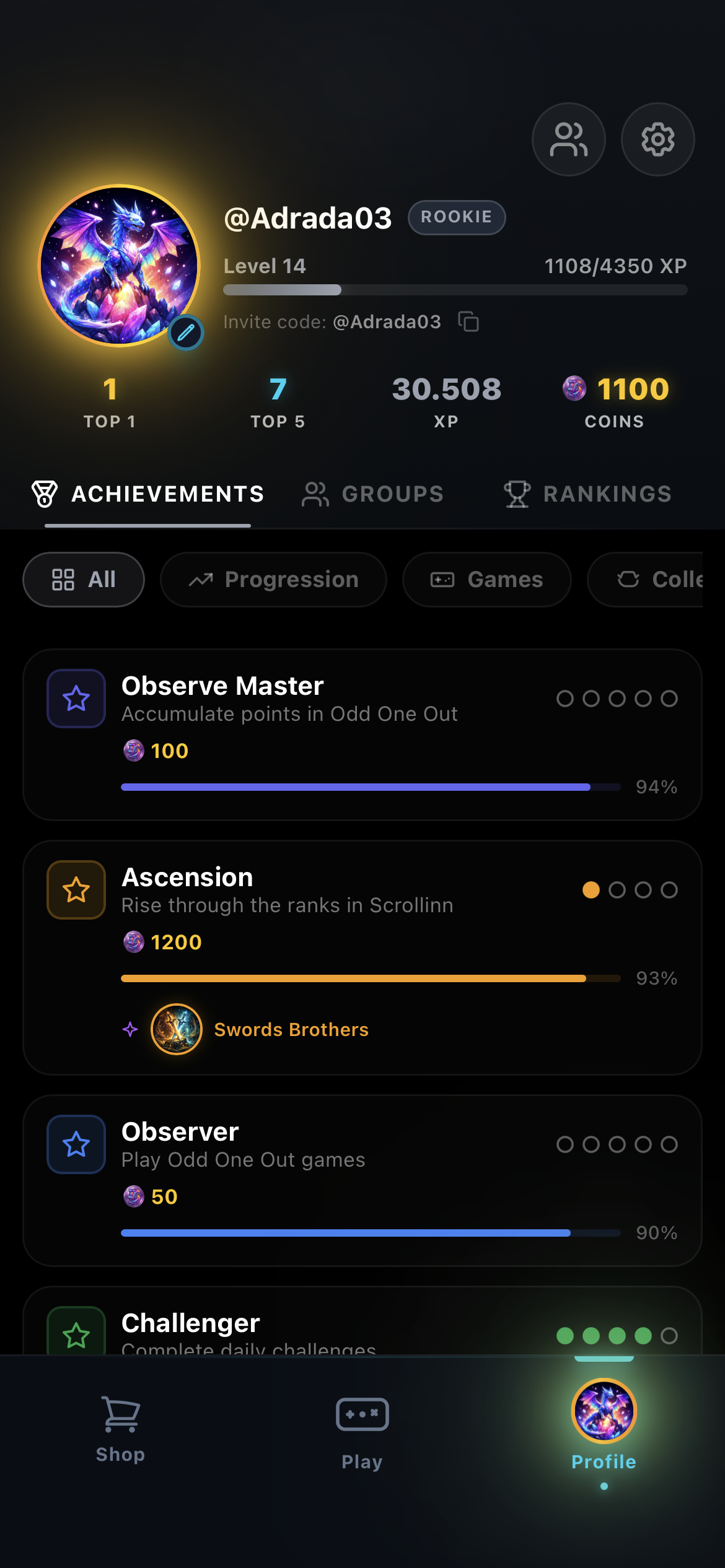 Scrollinn.gg — perfil y logros